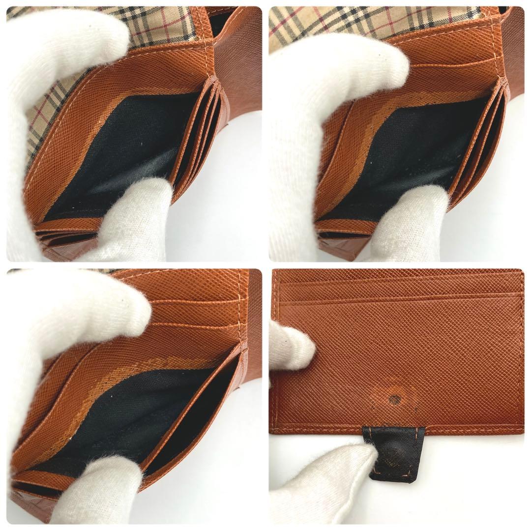 ☆キーウィ☆...✨BURBERRY 二つ折り財布 サフィアーノレザー 茶