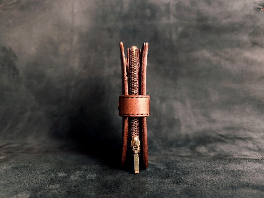 HORWEENクロムエクセル　ショートウォレット②　ブラウン×ゴールド