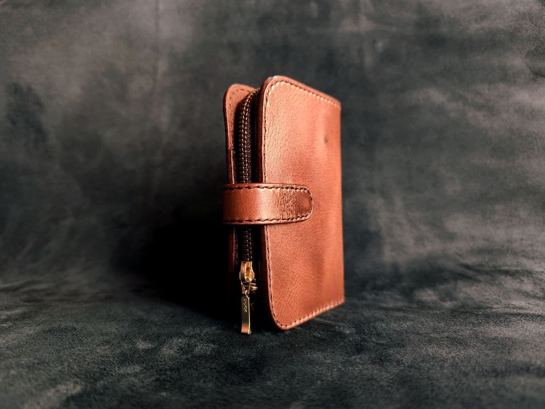 HORWEENクロムエクセル　ショートウォレット②　ブラウン×ゴールド