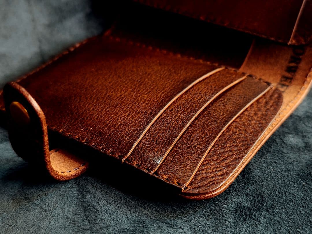 HORWEENクロムエクセル　ショートウォレット②　ブラウン×ゴールド