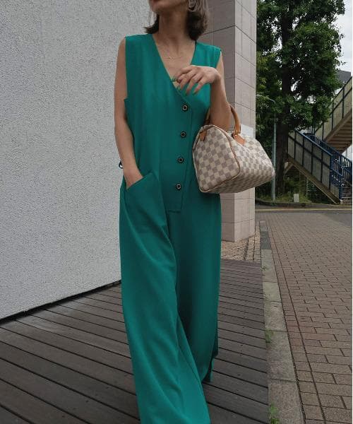 【AMERI vintage】 BOX SIDE RIBBON ROMPERS