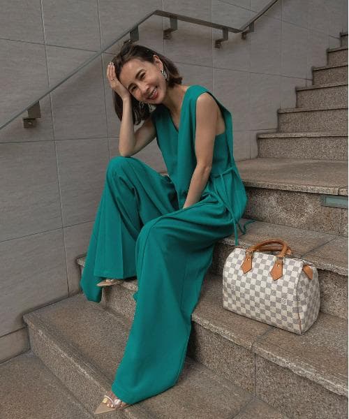 【AMERI vintage】 BOX SIDE RIBBON ROMPERS