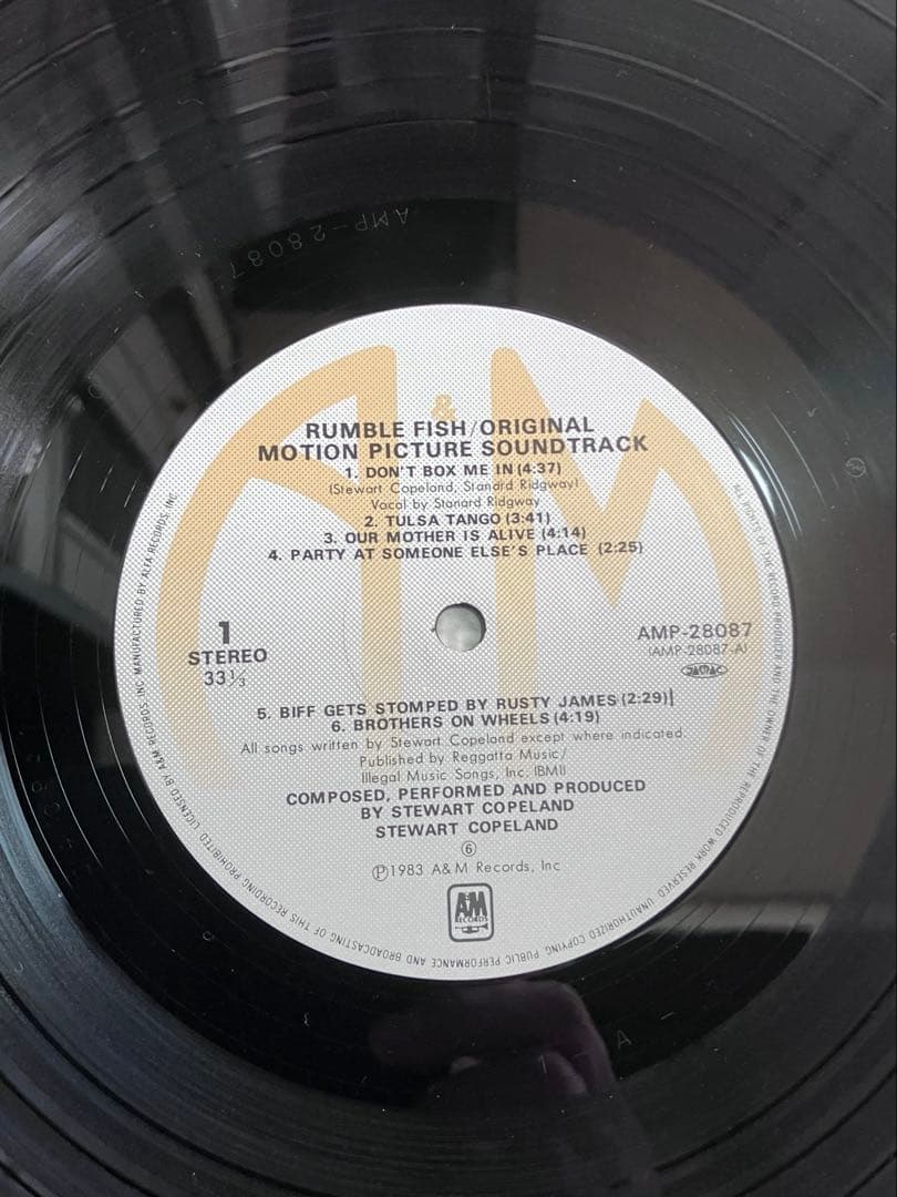 Rumble Fish ポリス　サウンドトラック LPレコード