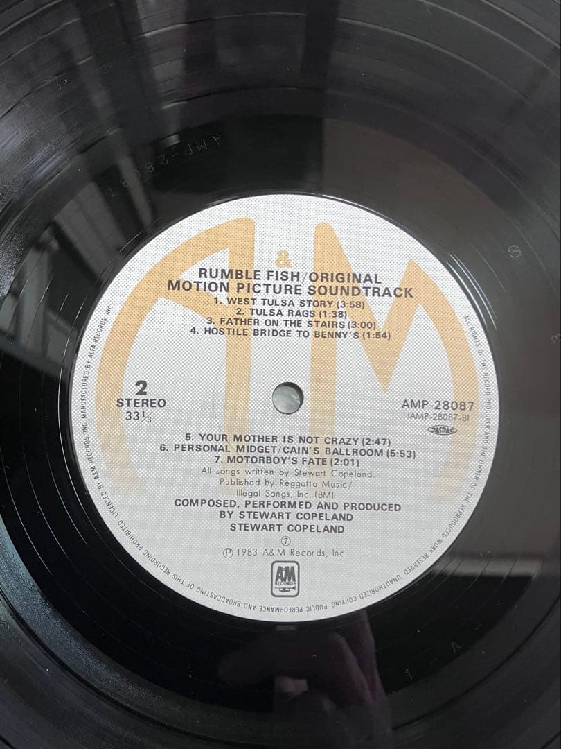 Rumble Fish ポリス　サウンドトラック LPレコード