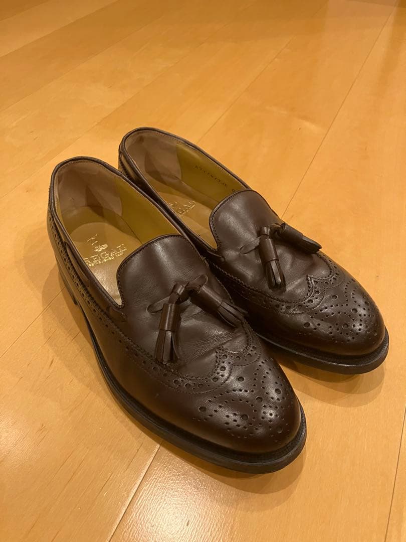リーガル Uチップ タッセルローファー 24.5 革靴 ブラウン 茶