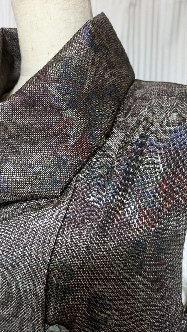 No240大島紬着物リメイク ９マルキ大島紬クシュクシュ襟 ちゃんみ〜様ご確認用