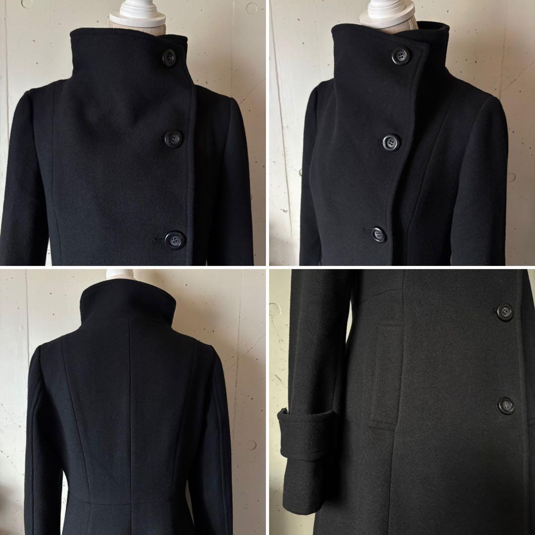 rienda 25 オーバーネックシンデレララインコート ロングコート　ブラック