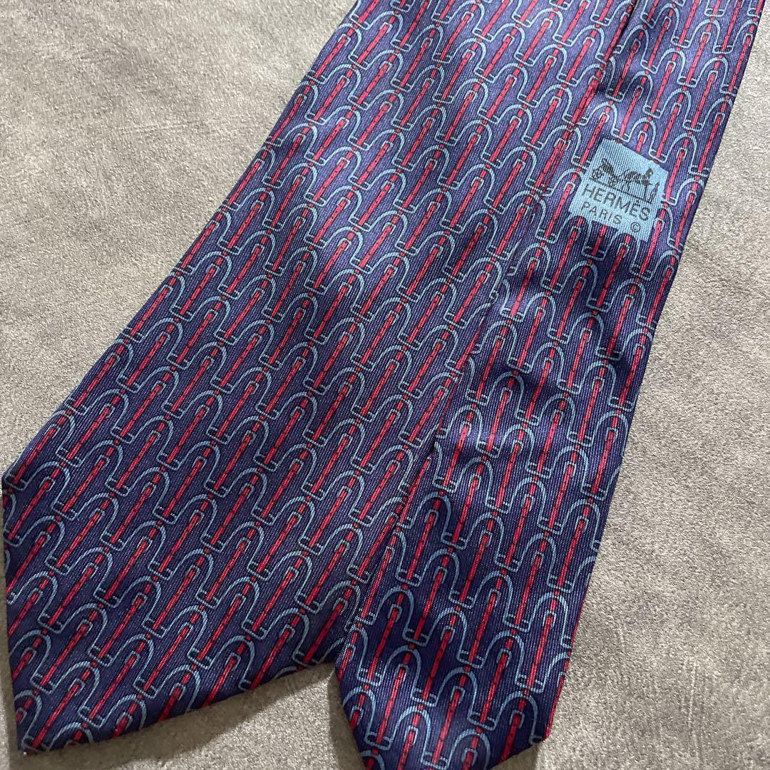 極上ウール 青灰 ストライプ ヴィンテージスーツ × HERMESネクタイコーデ