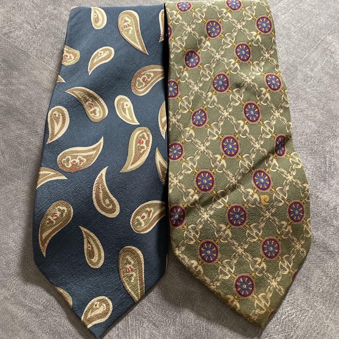 極上ウール 青灰 ストライプ ヴィンテージスーツ × HERMESネクタイコーデ