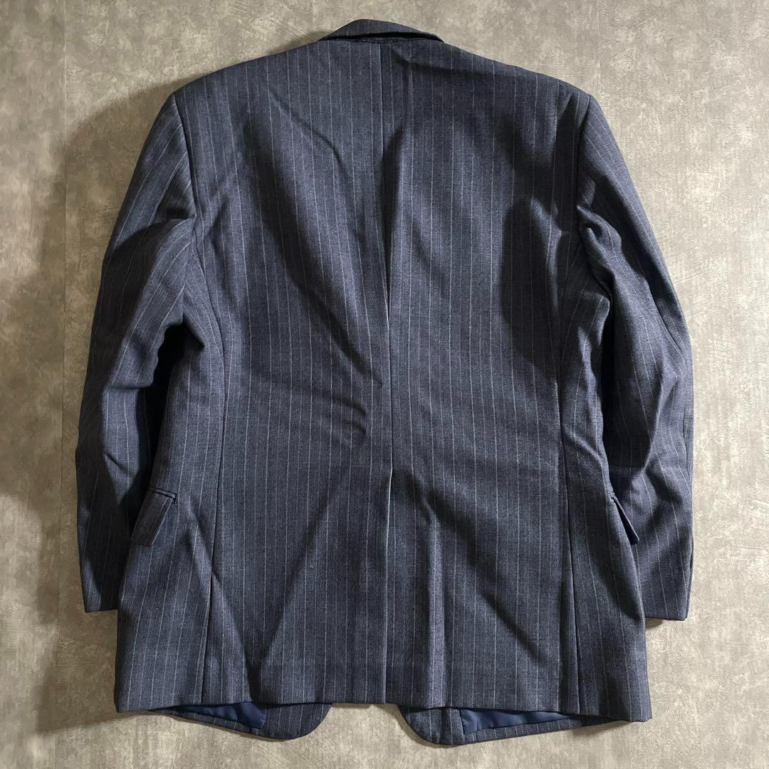 極上ウール 青灰 ストライプ ヴィンテージスーツ × HERMESネクタイコーデ