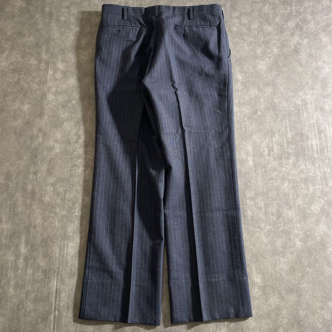 極上ウール 青灰 ストライプ ヴィンテージスーツ × HERMESネクタイコーデ