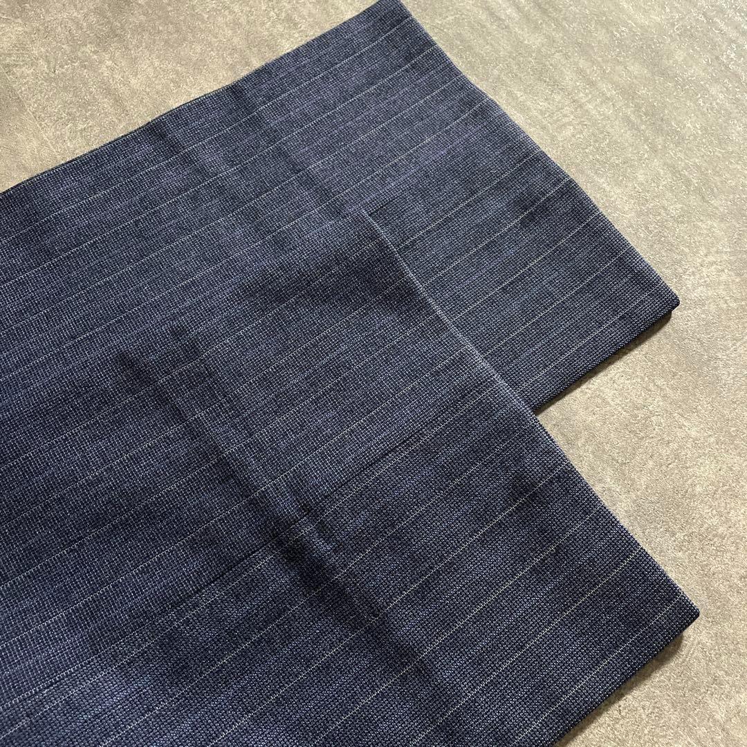 極上ウール 青灰 ストライプ ヴィンテージスーツ × HERMESネクタイコーデ