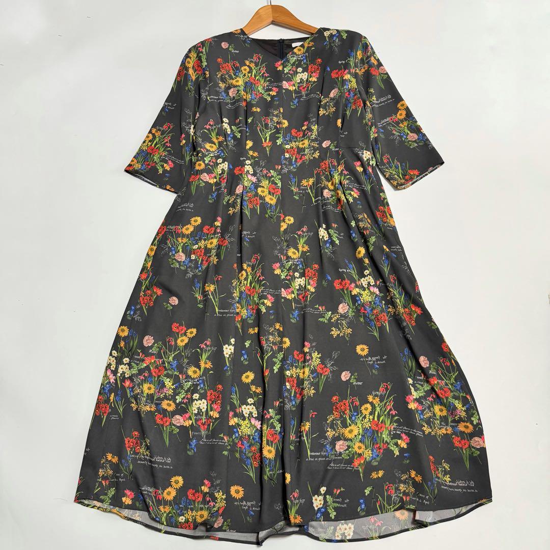 自由区 【カタログ掲載・洗える】フラワーガーデンプリント ワンピース