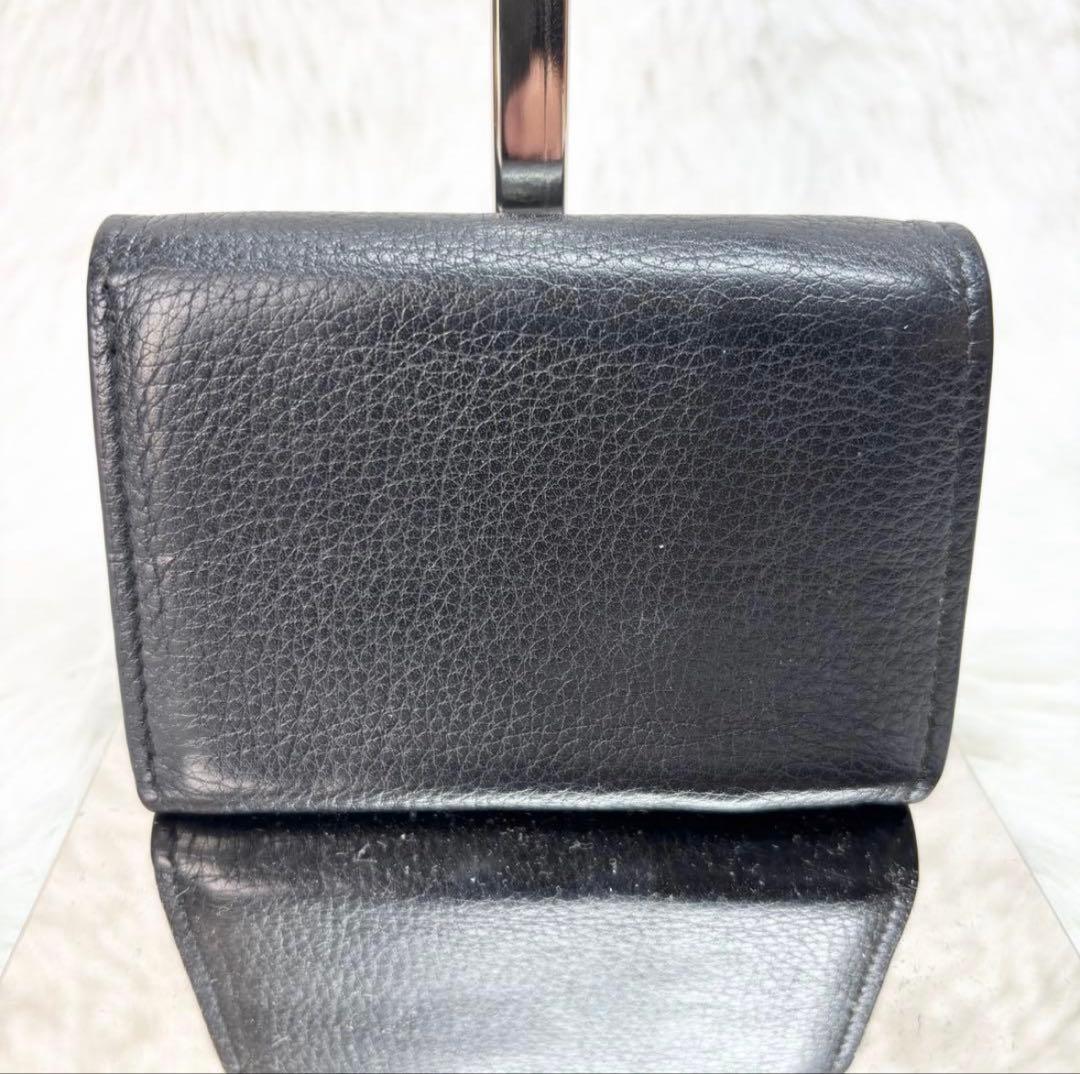 ✨付属品完備✨ プラダ ヴィッテロダイノ シボ 革 レター型 三つ折り財布 黒
