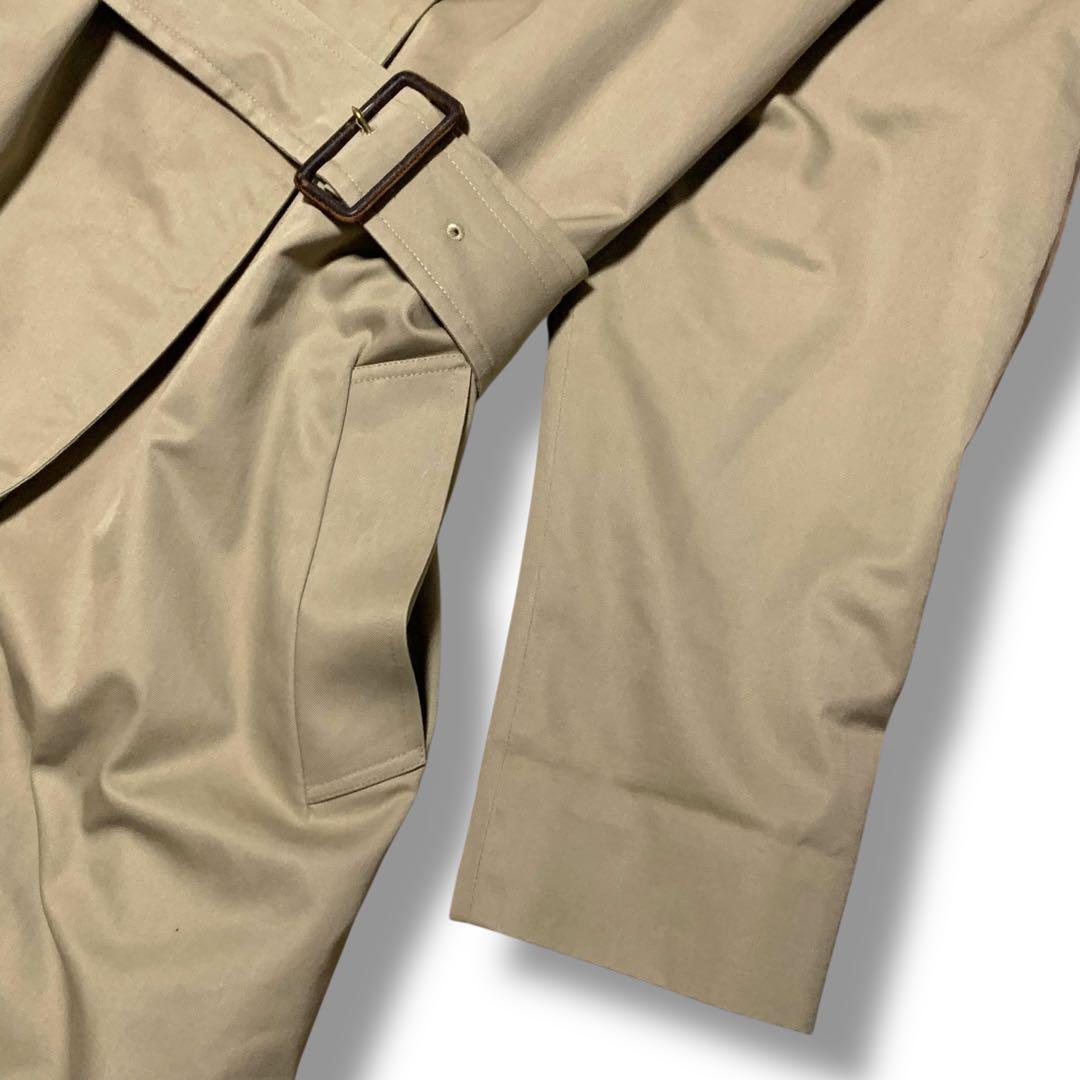 アクアスキュータム　英国製　チェック　ステンカラーコート ベージュ　比翼　XL