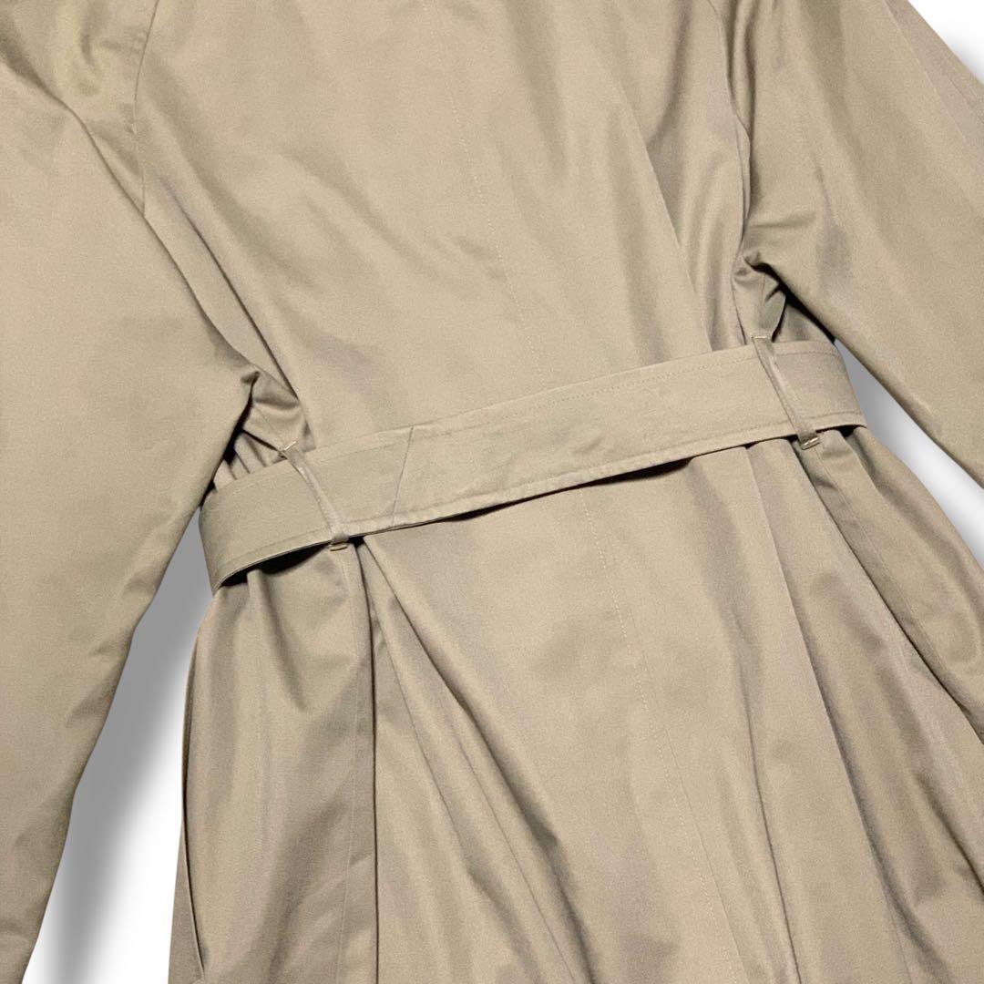 アクアスキュータム　英国製　チェック　ステンカラーコート ベージュ　比翼　XL