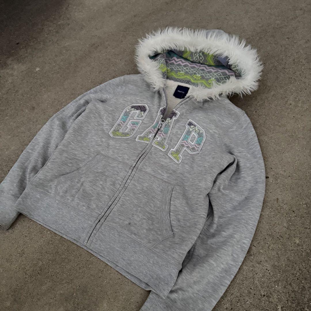 00s archive GAP fur zip hoodie Y2K グレー