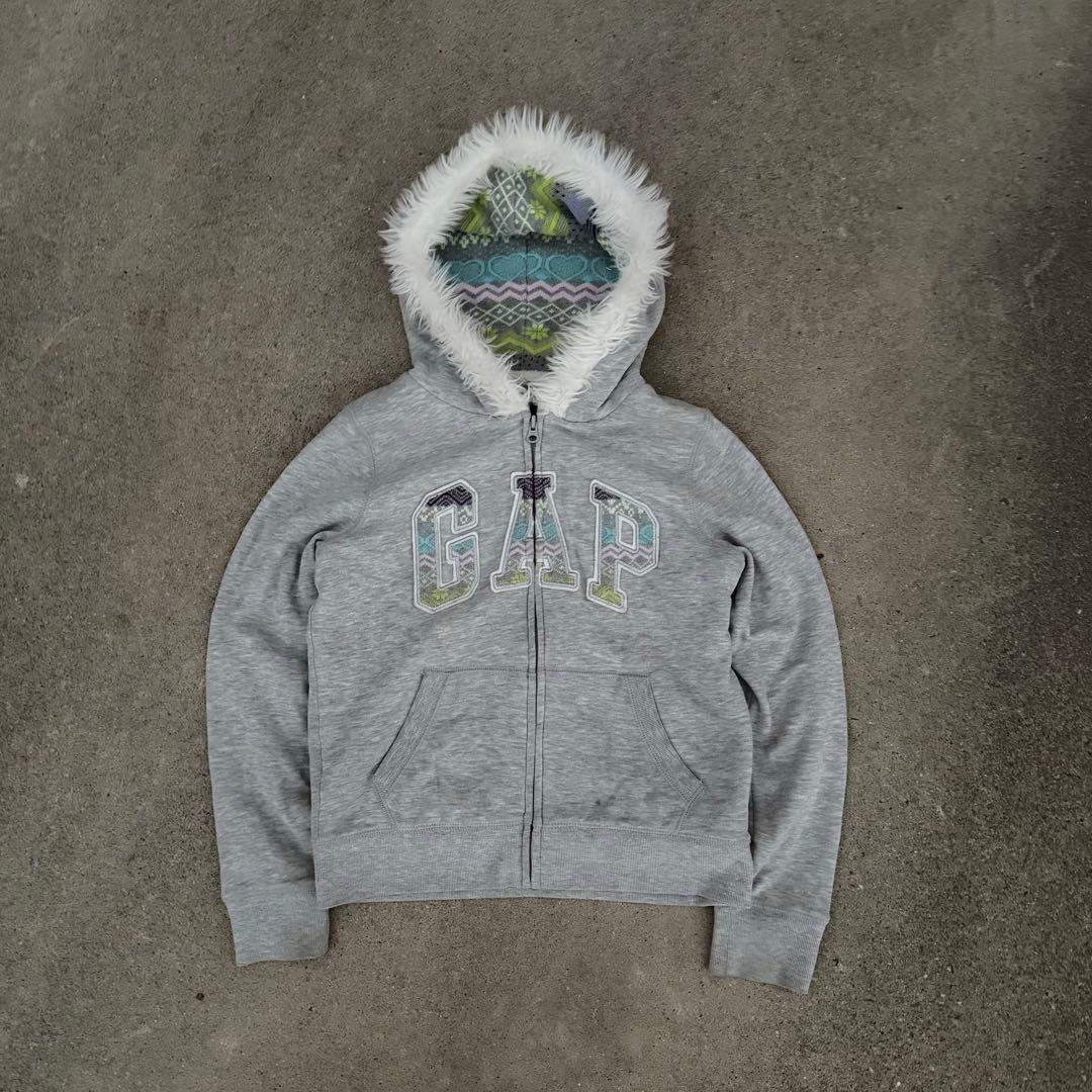 00s archive GAP fur zip hoodie Y2K グレー