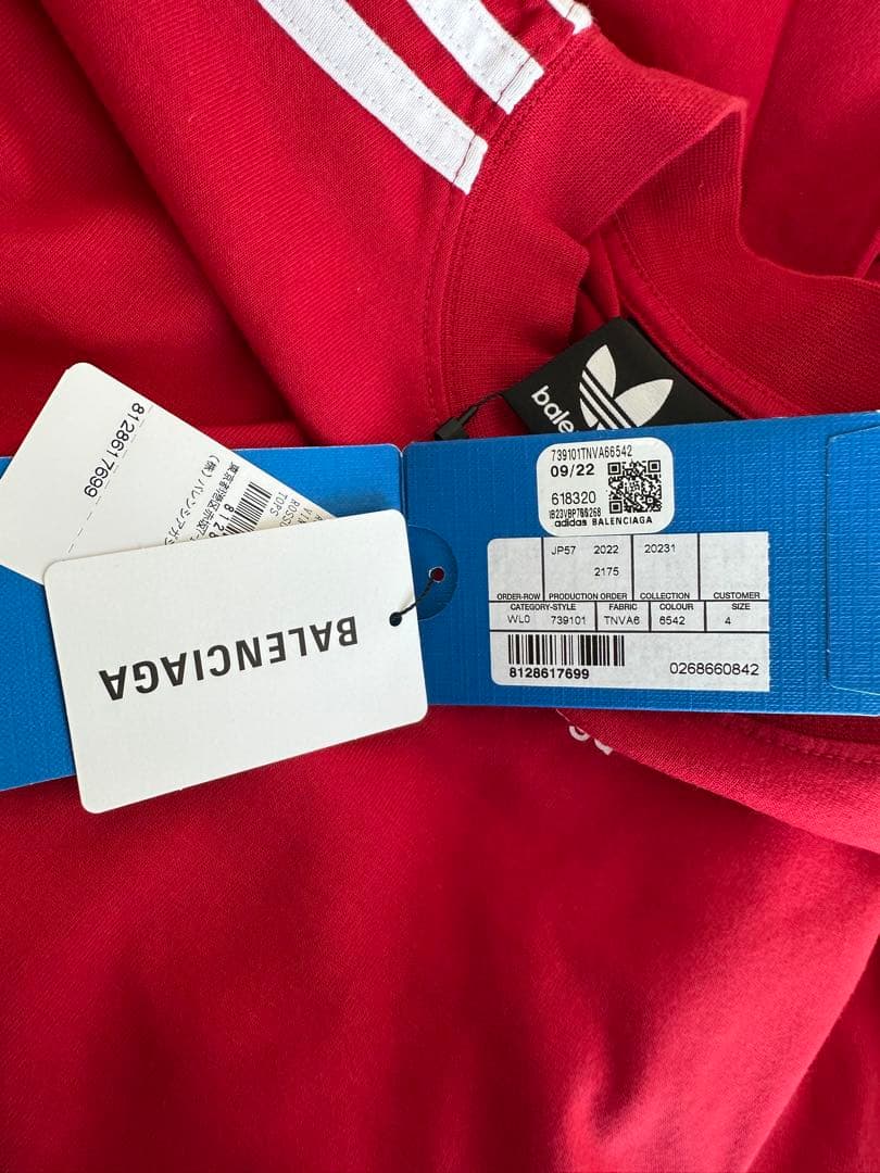 BALENCIAGA×adidas ロゴTシャツ　レッド　サイズ4