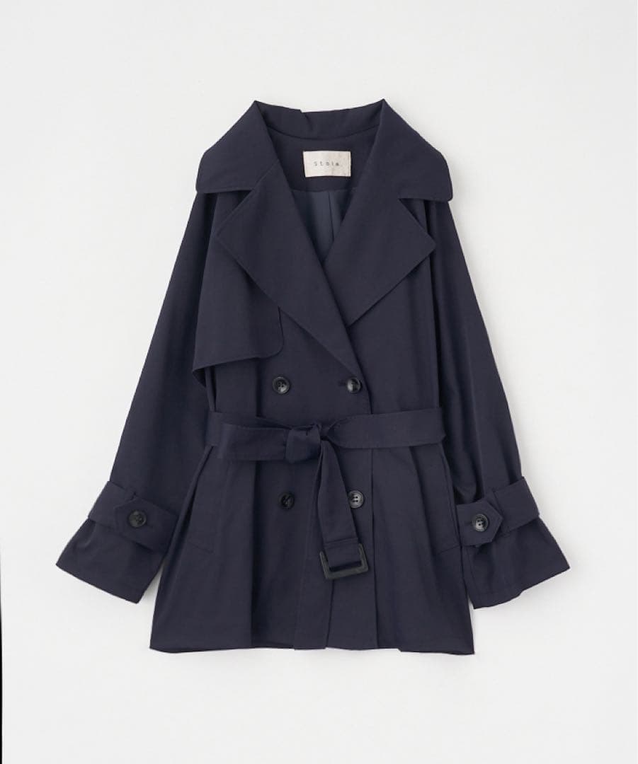 ストラ　Stola. ベルテッドミドル丈コート　ネイビー