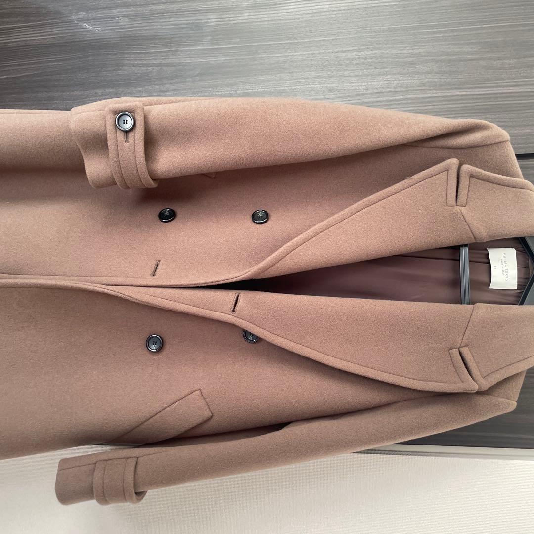 【未使用・タグ付き】PUBLIC TOKYO ブラウン ダブルブレストコート