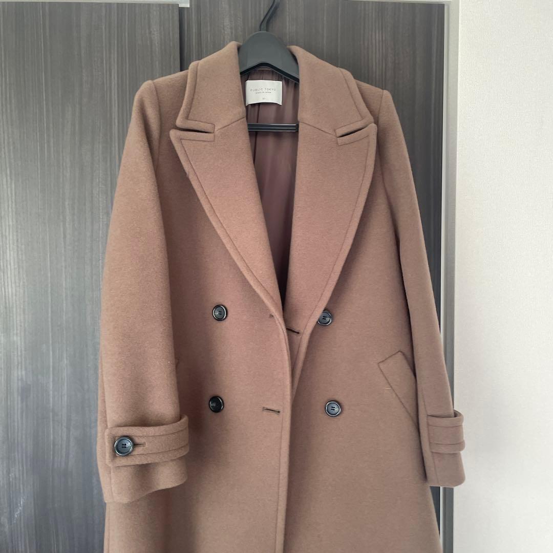 【未使用・タグ付き】PUBLIC TOKYO ブラウン ダブルブレストコート