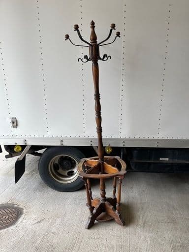 カリモク コロニアル コートハンガー 傘立て付 ポールスタンド 帽子掛け