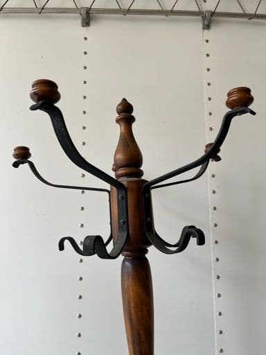 カリモク コロニアル コートハンガー 傘立て付 ポールスタンド 帽子掛け