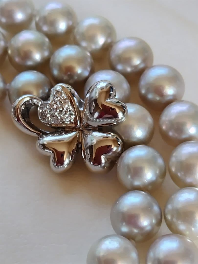 アコヤ真珠シルバーグレーの、3WAYネックレス