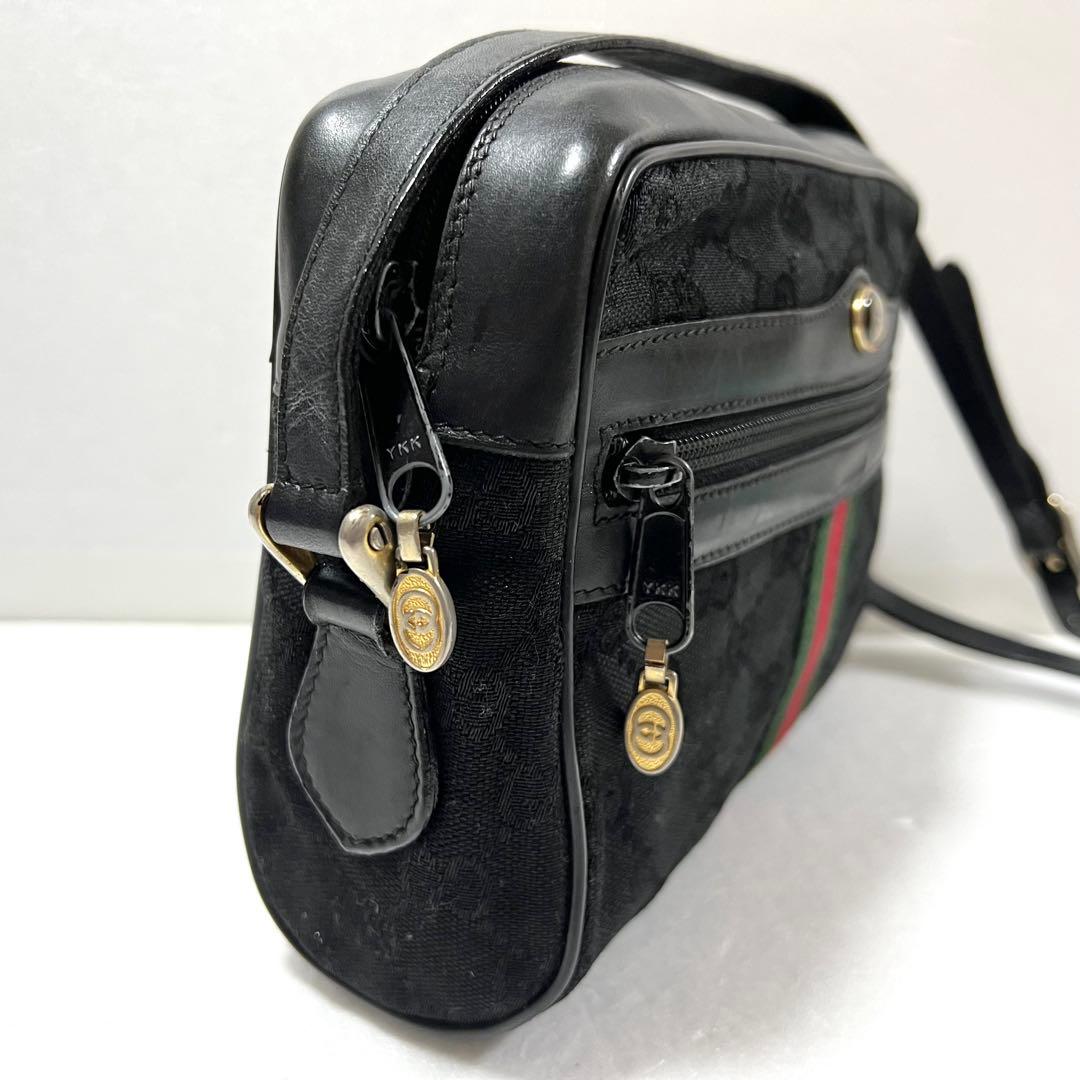 【良品】GUCCI グッチ シェリーライン ショルダーバッグ gg ブラック