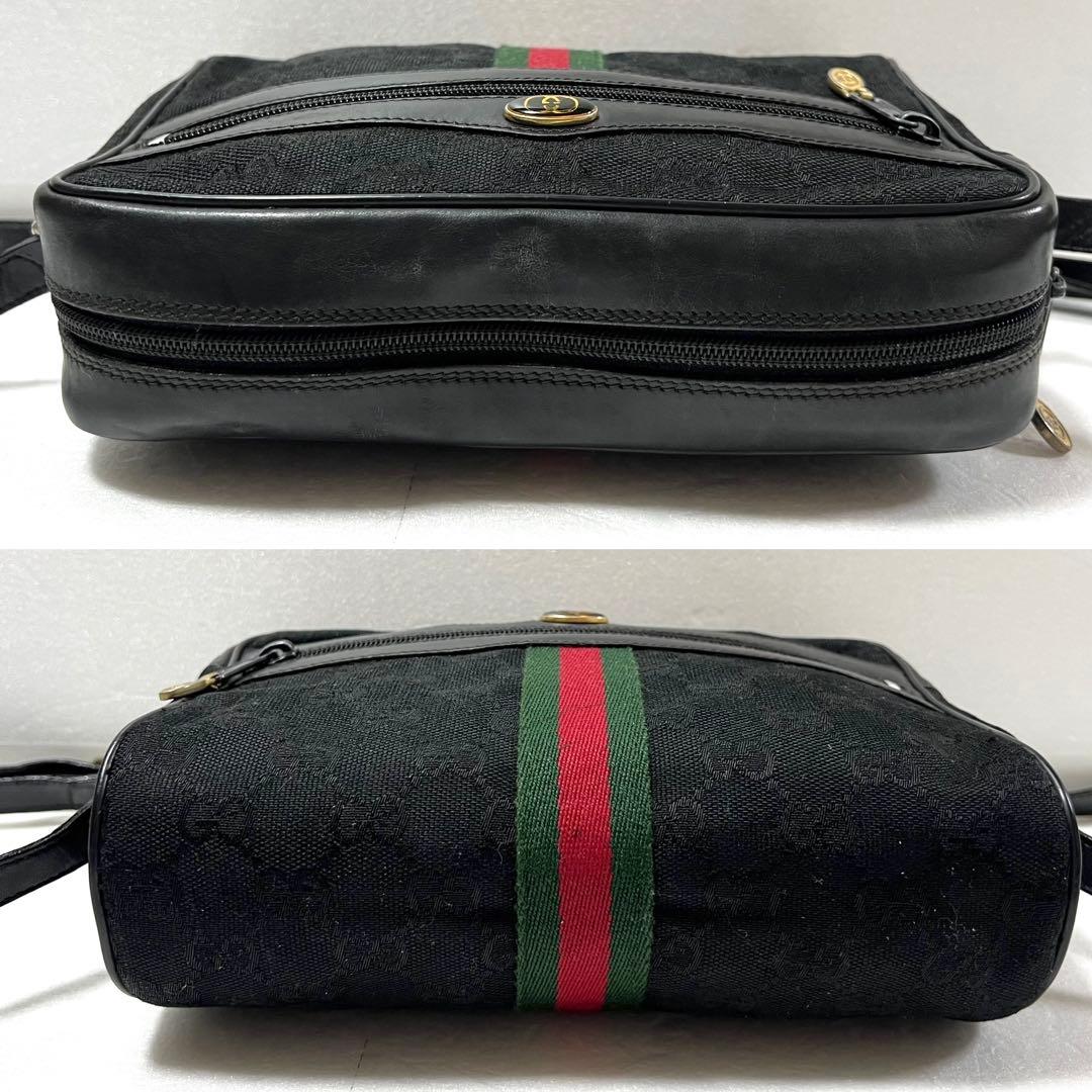 【良品】GUCCI グッチ シェリーライン ショルダーバッグ gg ブラック