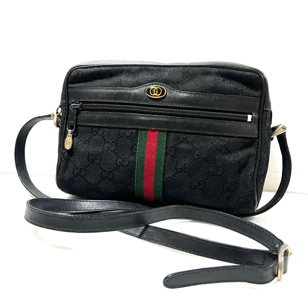 【良品】GUCCI グッチ シェリーライン ショルダーバッグ gg ブラック