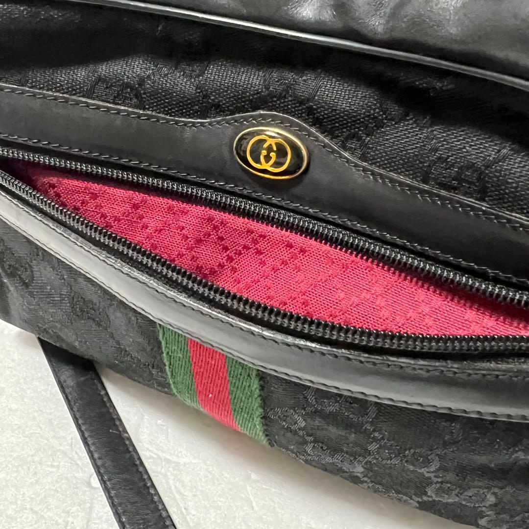 【良品】GUCCI グッチ シェリーライン ショルダーバッグ gg ブラック
