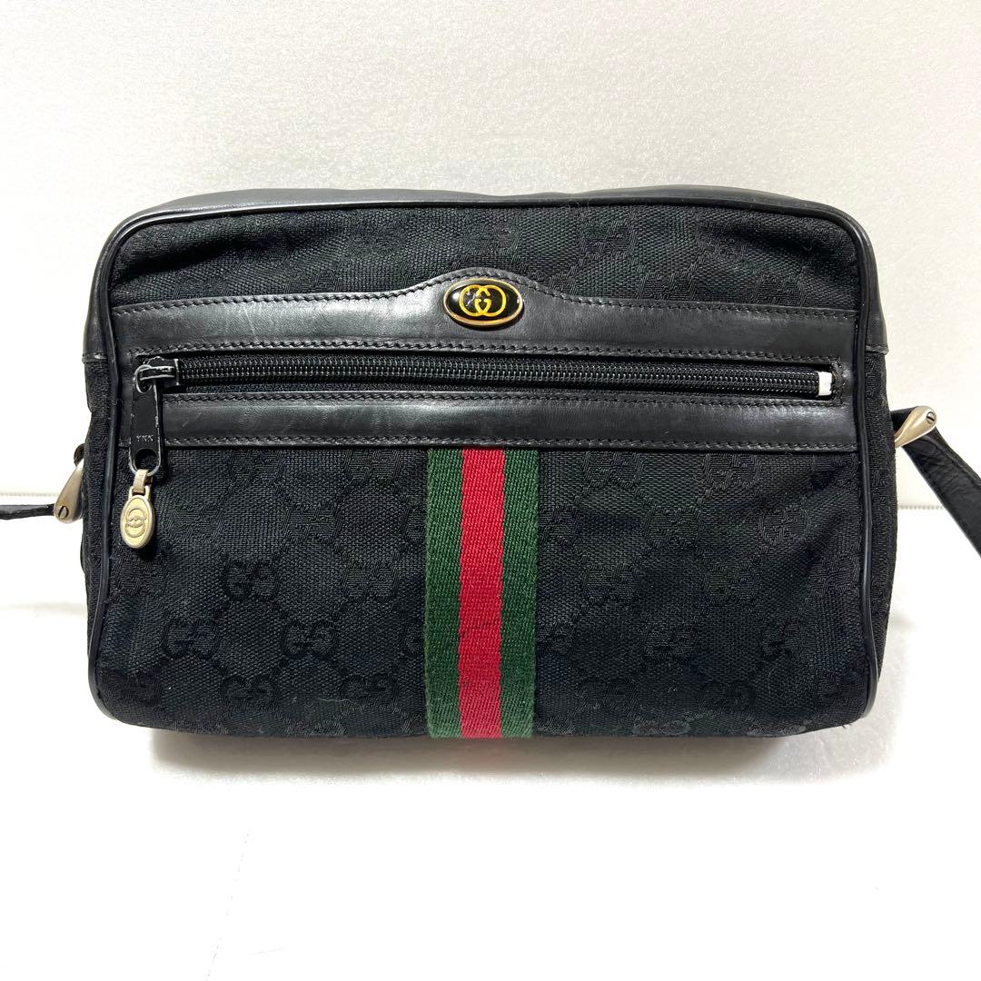 【良品】GUCCI グッチ シェリーライン ショルダーバッグ gg ブラック