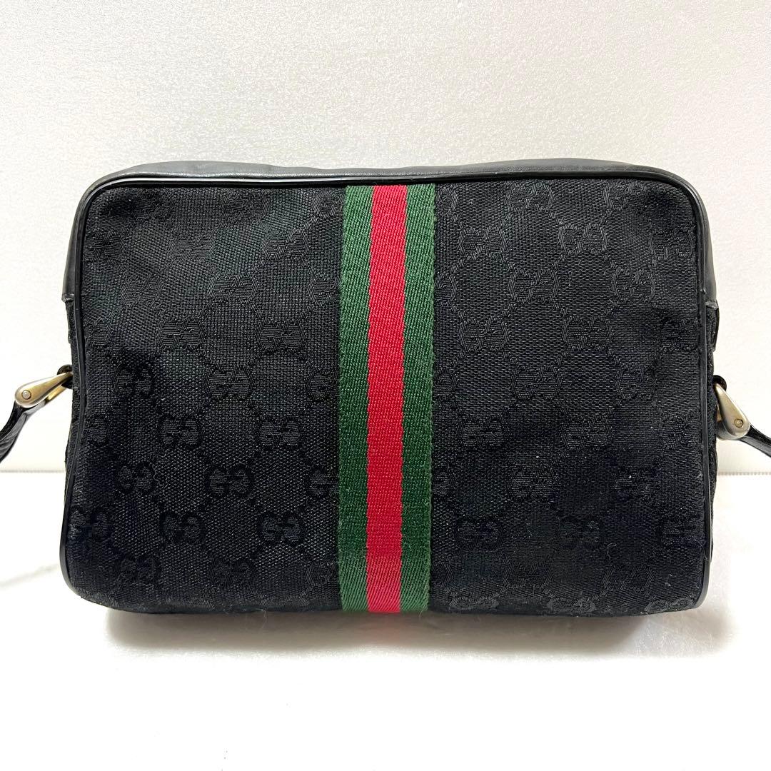 【良品】GUCCI グッチ シェリーライン ショルダーバッグ gg ブラック