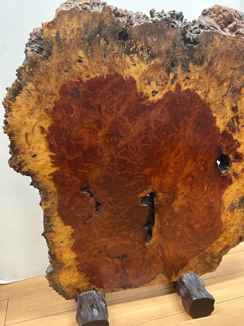 花梨瘤 衝立 一枚板 天然木 玉杢 花梨瘤杢 スタンド付　送料込み