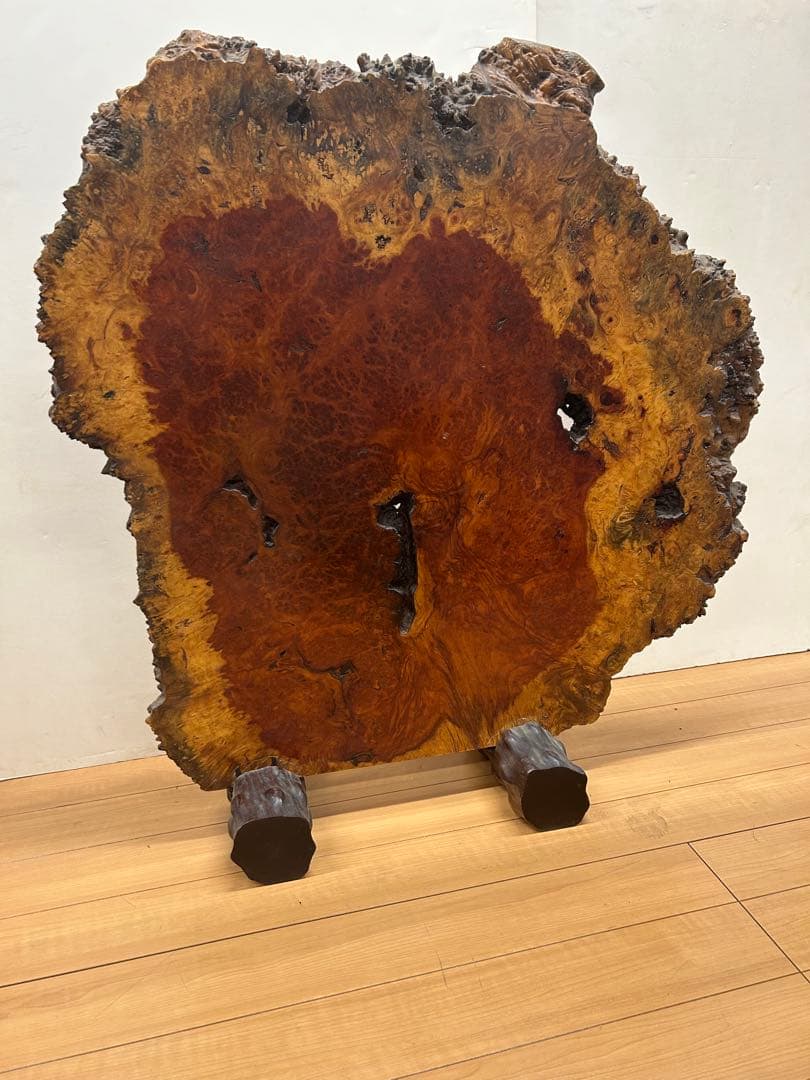 花梨瘤 衝立 一枚板 天然木 玉杢 花梨瘤杢 スタンド付　送料込み