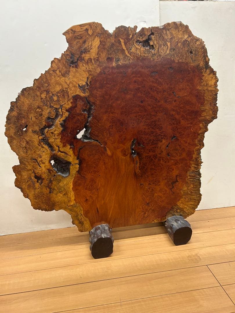 花梨瘤 衝立 一枚板 天然木 玉杢 花梨瘤杢 スタンド付　送料込み