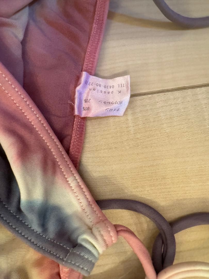 [lily]水着：KPS手染めバッククロス＆サイドリボンビキニタイダイ水着