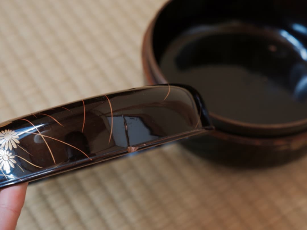 秋草蒔絵　菓子器　蓋物　食籠　漆工芸　置物　箱付　古道具　Q2005