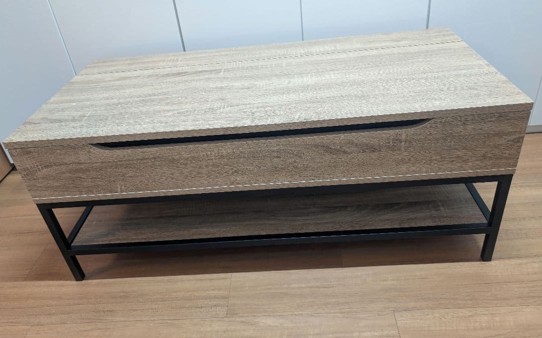 ※１週間限定値下げ※【組立済】リフトアップテーブル 収納付き 113cm