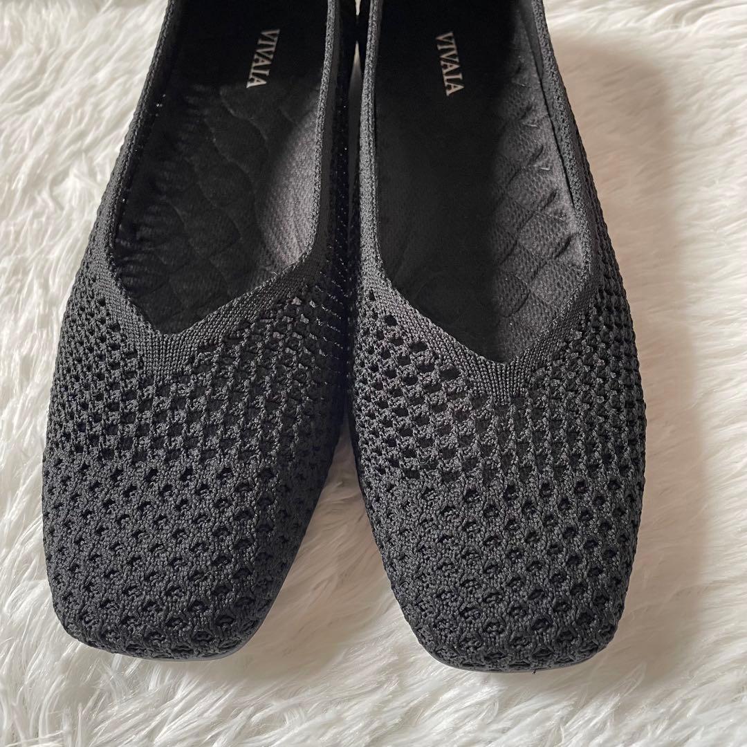 新品VIVAIA フラットシューズパンプス 黒 サイズ40 ビバイア