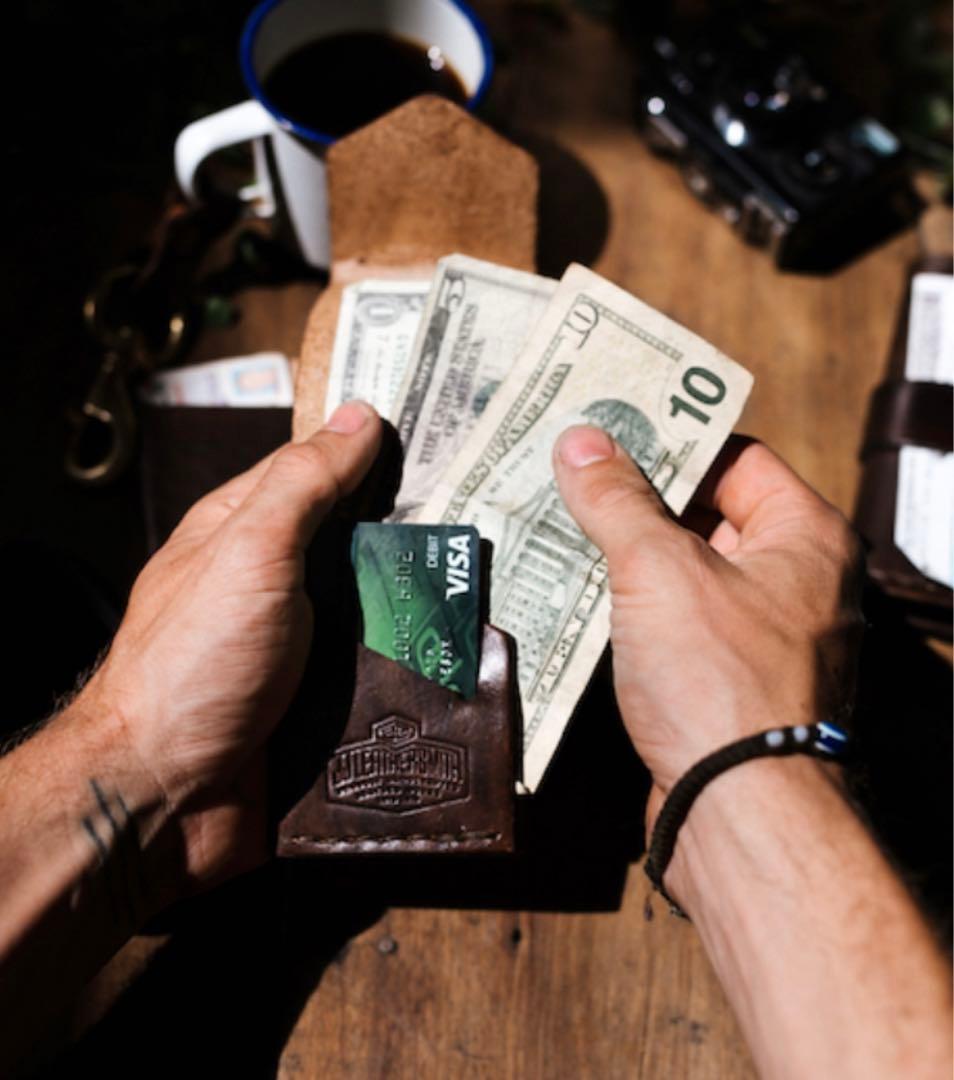 レザー マネークリップ ダークブラウン