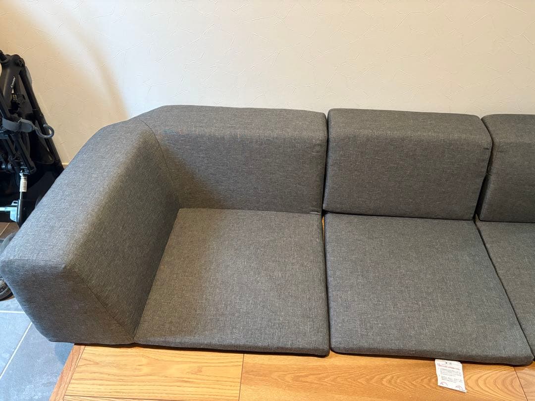 セルタン　日本製　ローコーナーソファ 3点セット デニム生地グレー