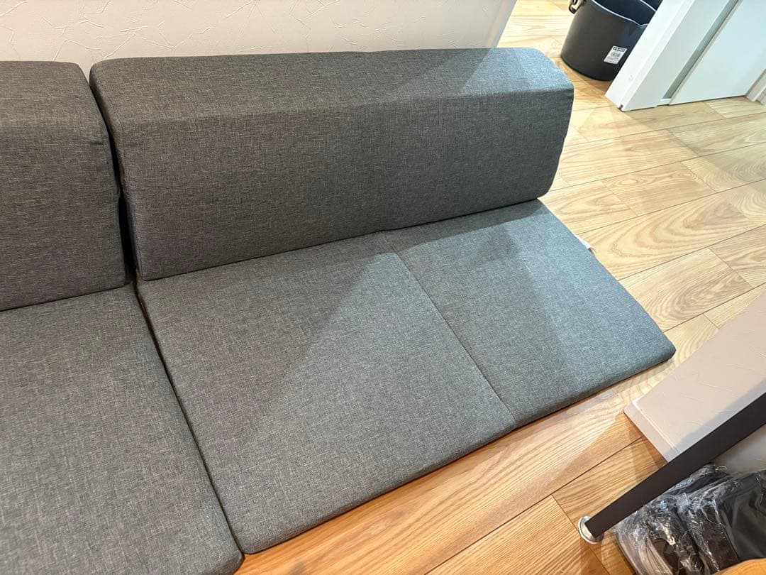 セルタン　日本製　ローコーナーソファ 3点セット デニム生地グレー