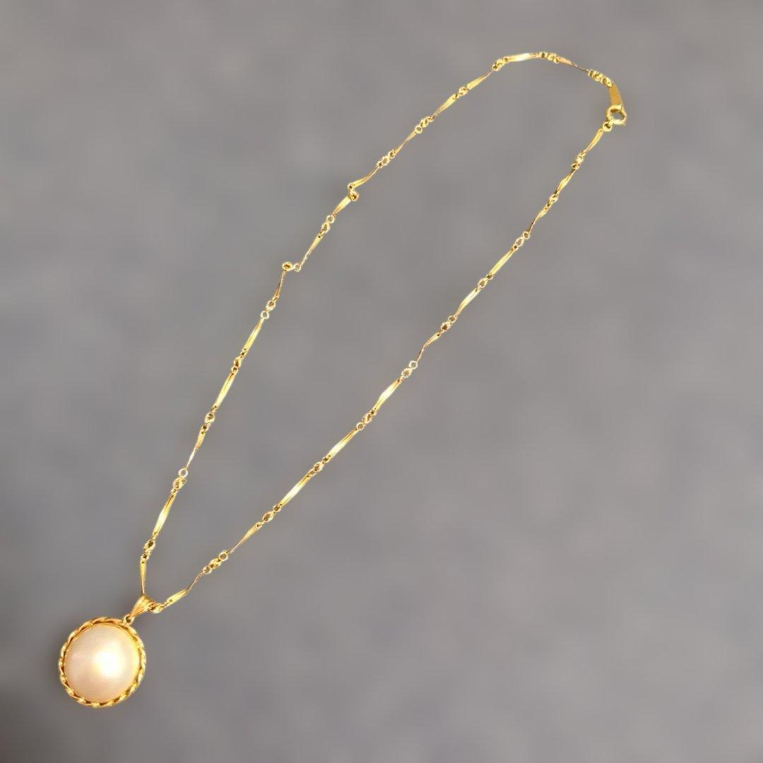 【美品】マベパールネックレス　K18　ゴールド