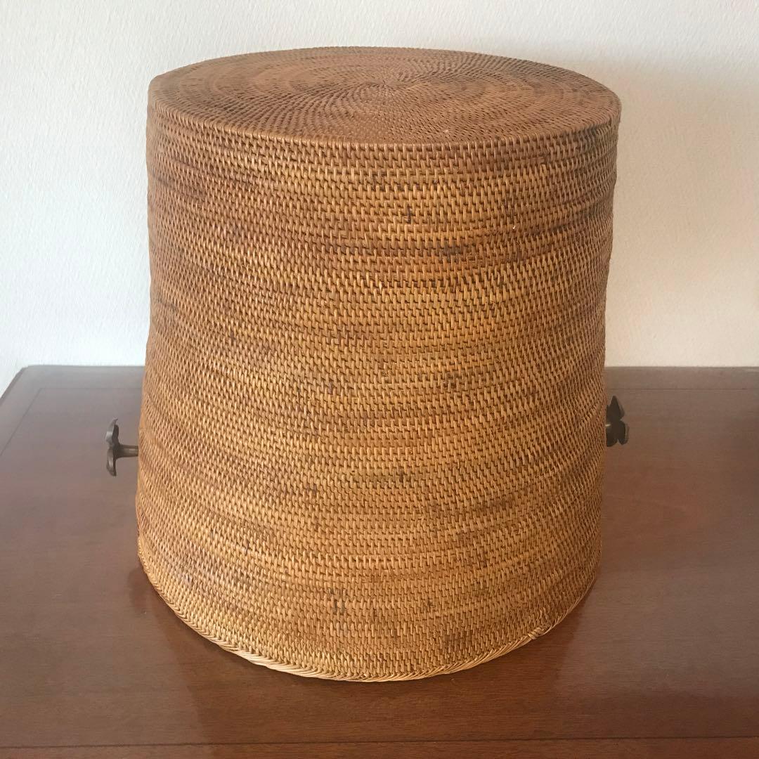 新品！アタ口径38cm 植木鉢カバー　マガジンラック　おもちゃ入れ　真鍮取手付