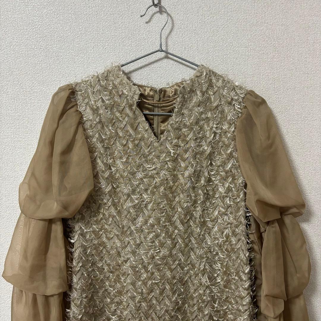 【美品】niana デザインスリーブシャギードレス 結婚式 dorrydoll