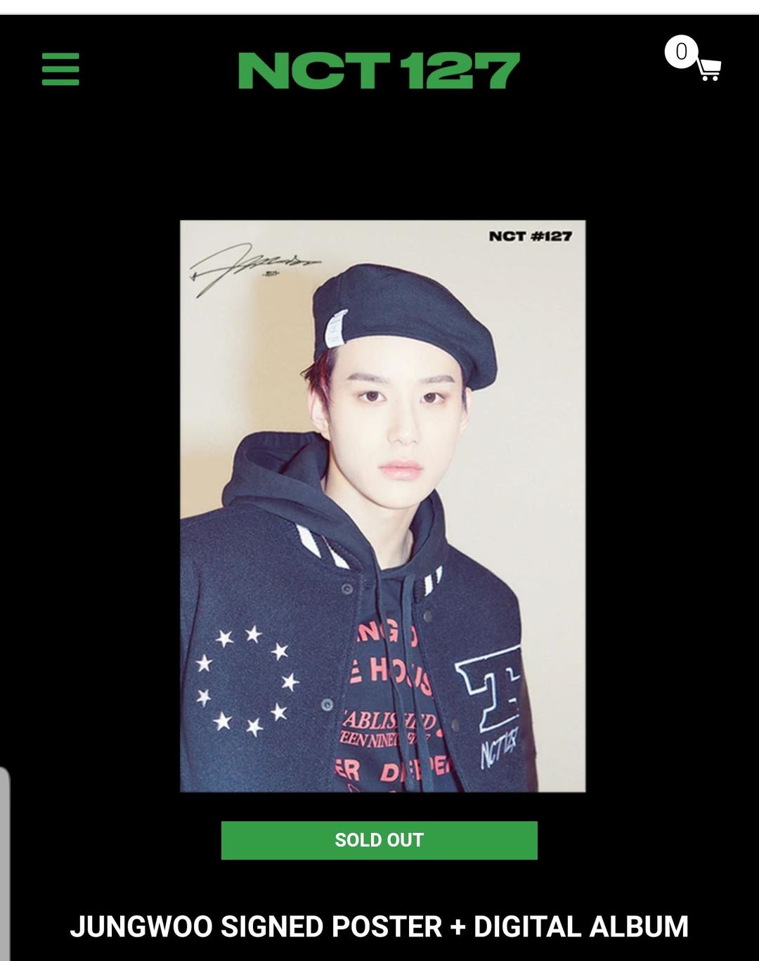 nct ジョンウ nct127 neo zone md 直筆 サイン ポスター