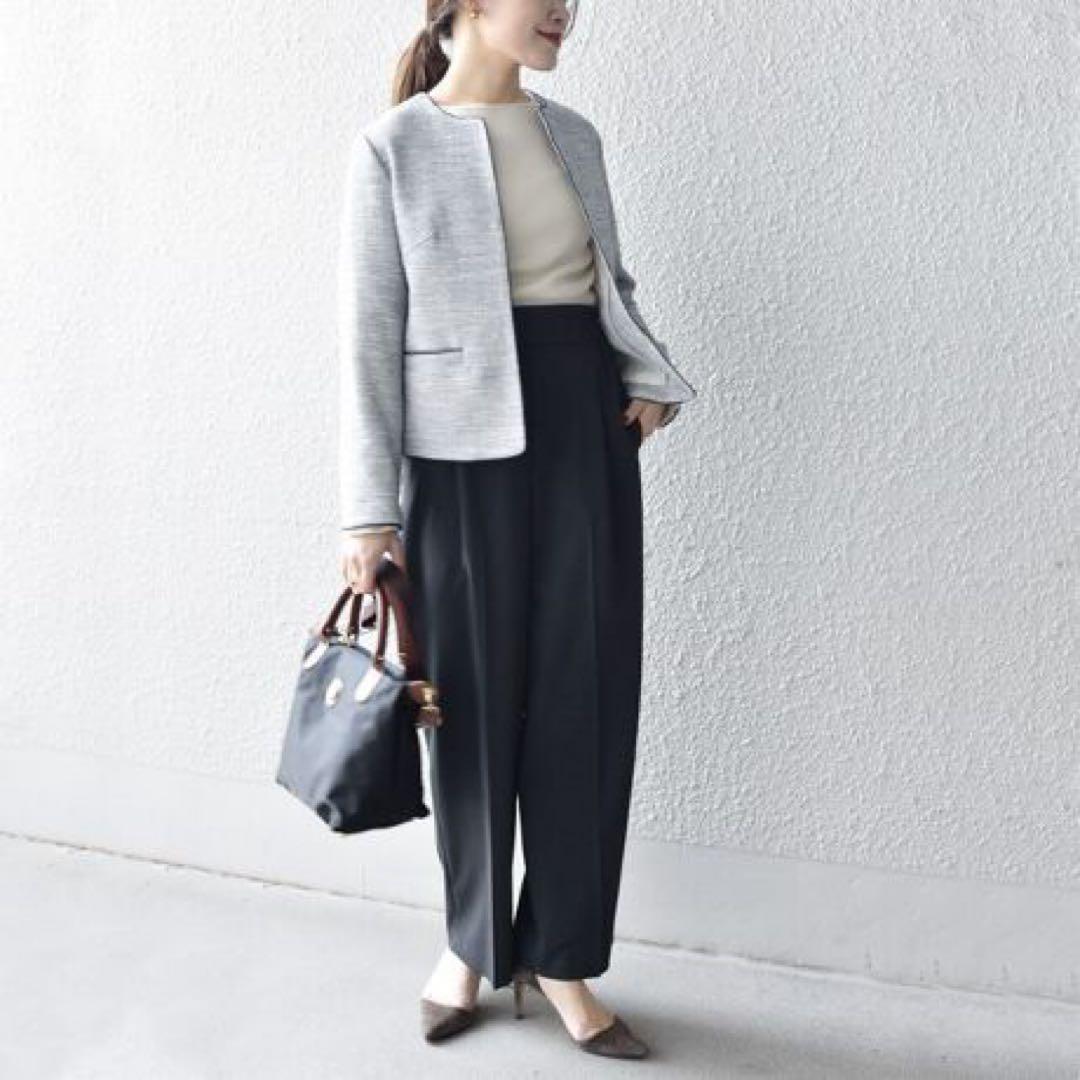 ships シップス ツイードノーカラージャケット　36